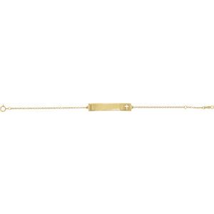 14K Yellow Gold 42 X 7 Mm 6 1/2-7 1/2 In Polished Engravable Pierced Cross Bracelet