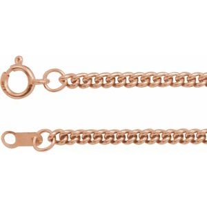 14K Rose Gold Curb Chain, Length: 18 In, Width: 2.25 Mm