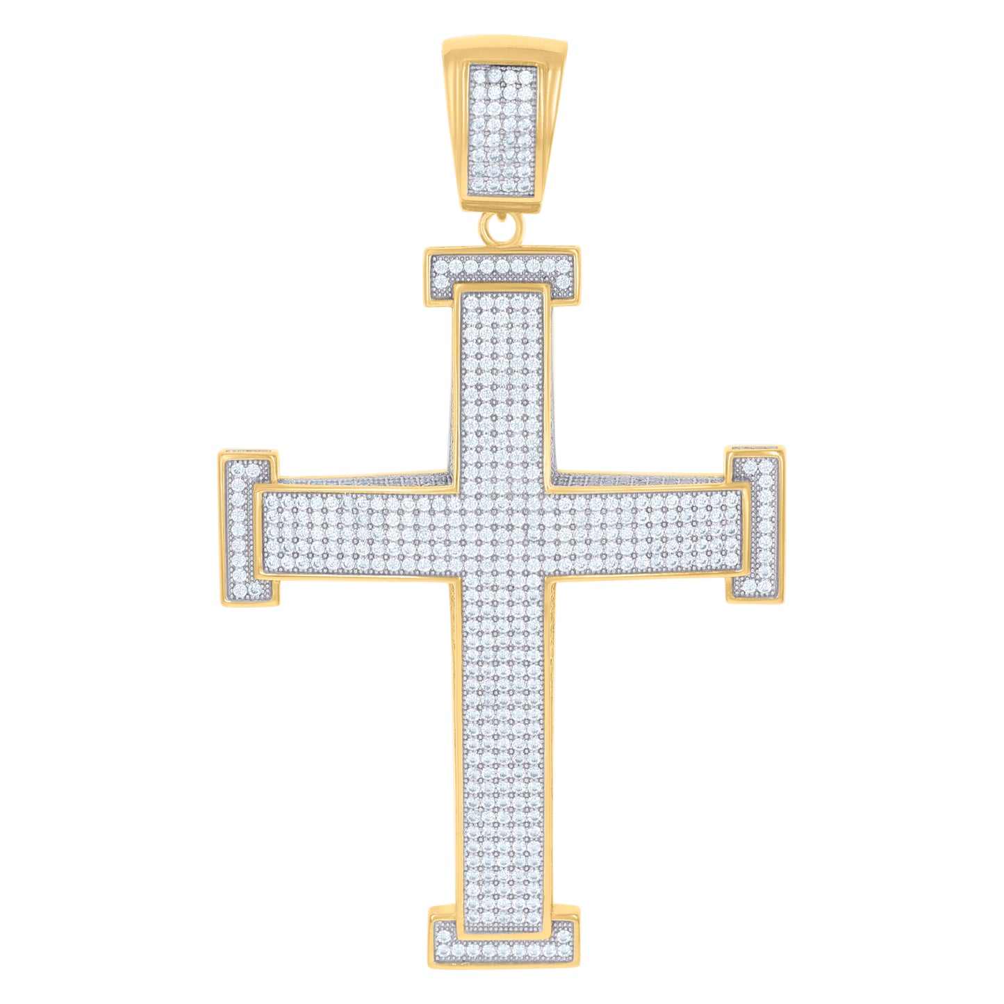 Sterling Silver Unisex Cubic Zirconia Cross Religious Charm Pendant