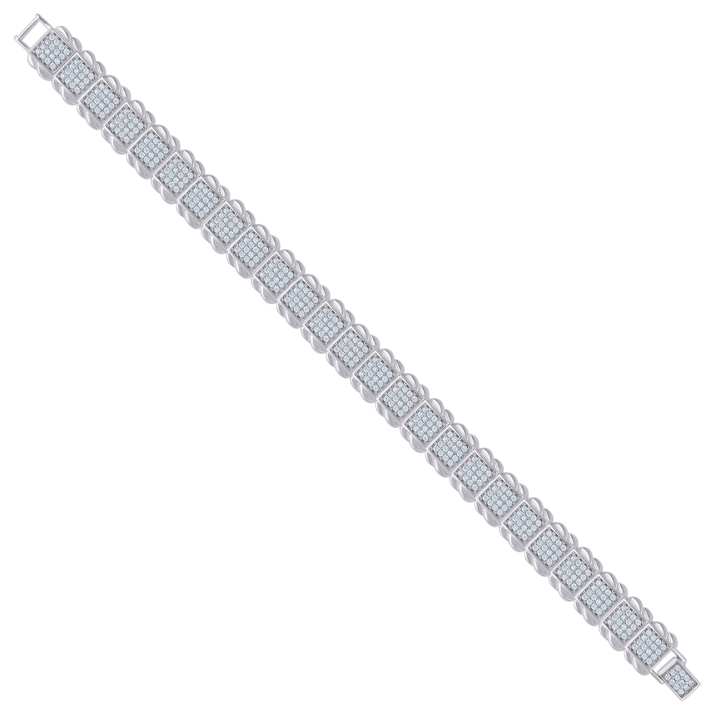 Sterling Silver Women Micropave Cubic Zirconia Link Bracelet