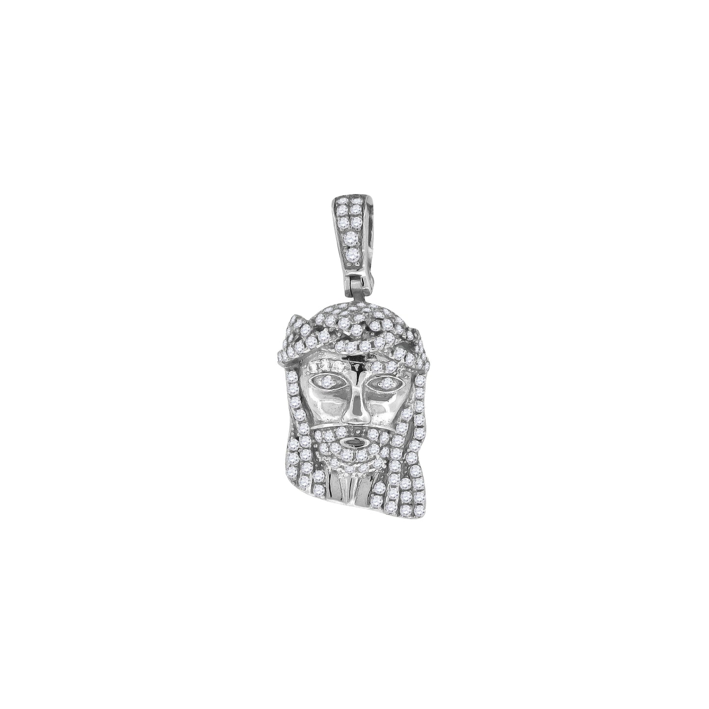 Sterling Silver Mens Cubic Zirconia Jesus Religious Charm Pendant