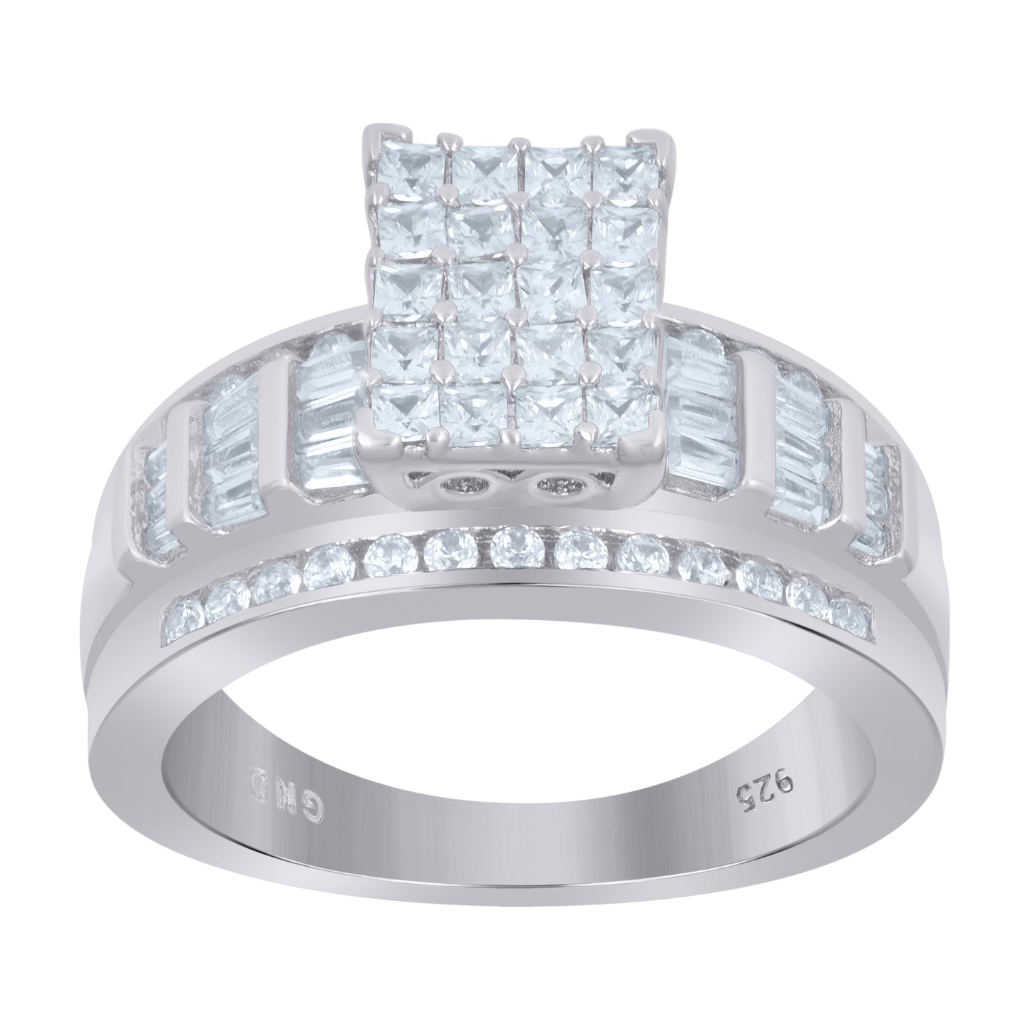 Sterling Silver Women's Cubic Zirconia Cinderella Bridal Anniversary Wedding Engagement Band Ring