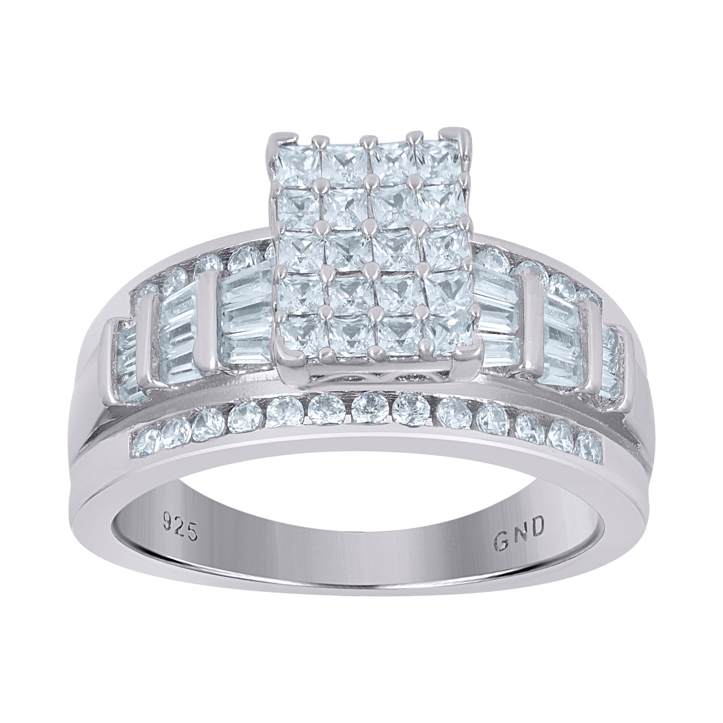 Sterling Silver Women's Cubic Zirconia Cinderella Bridal Anniversary Wedding Engagement Band Ring