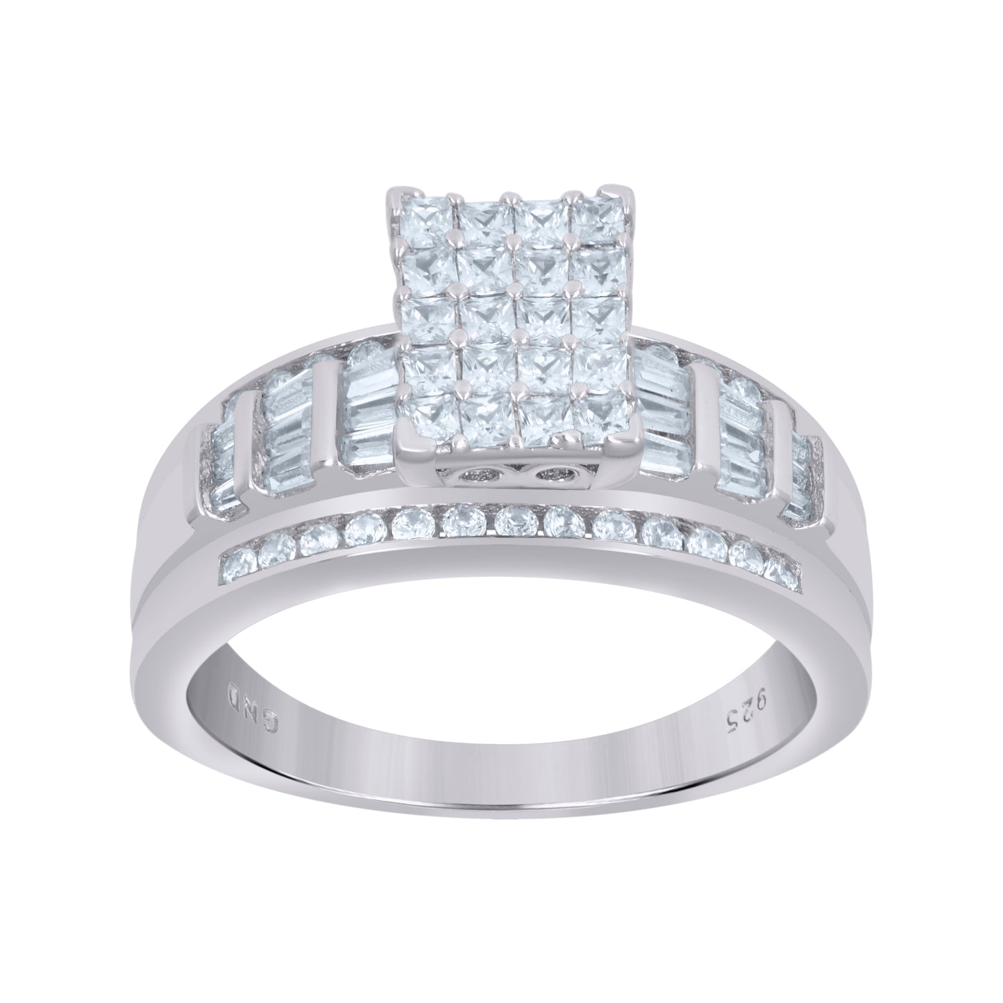Sterling Silver Women's Cubic Zirconia Cinderella Bridal Anniversary Wedding Engagement Band Ring