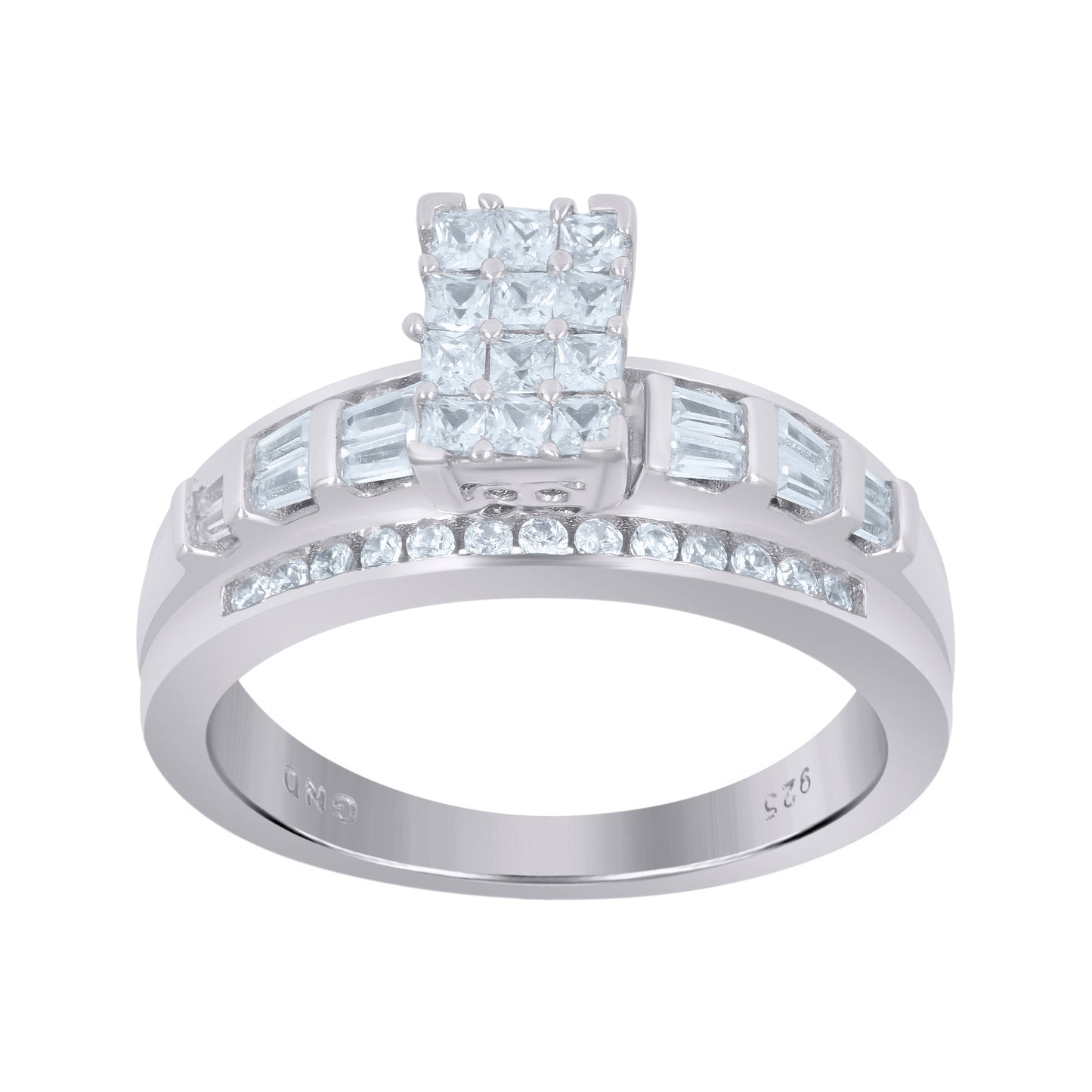 Sterling Silver Women's Cubic Zirconia Cinderella Bridal Anniversary Wedding Engagement Band Ring