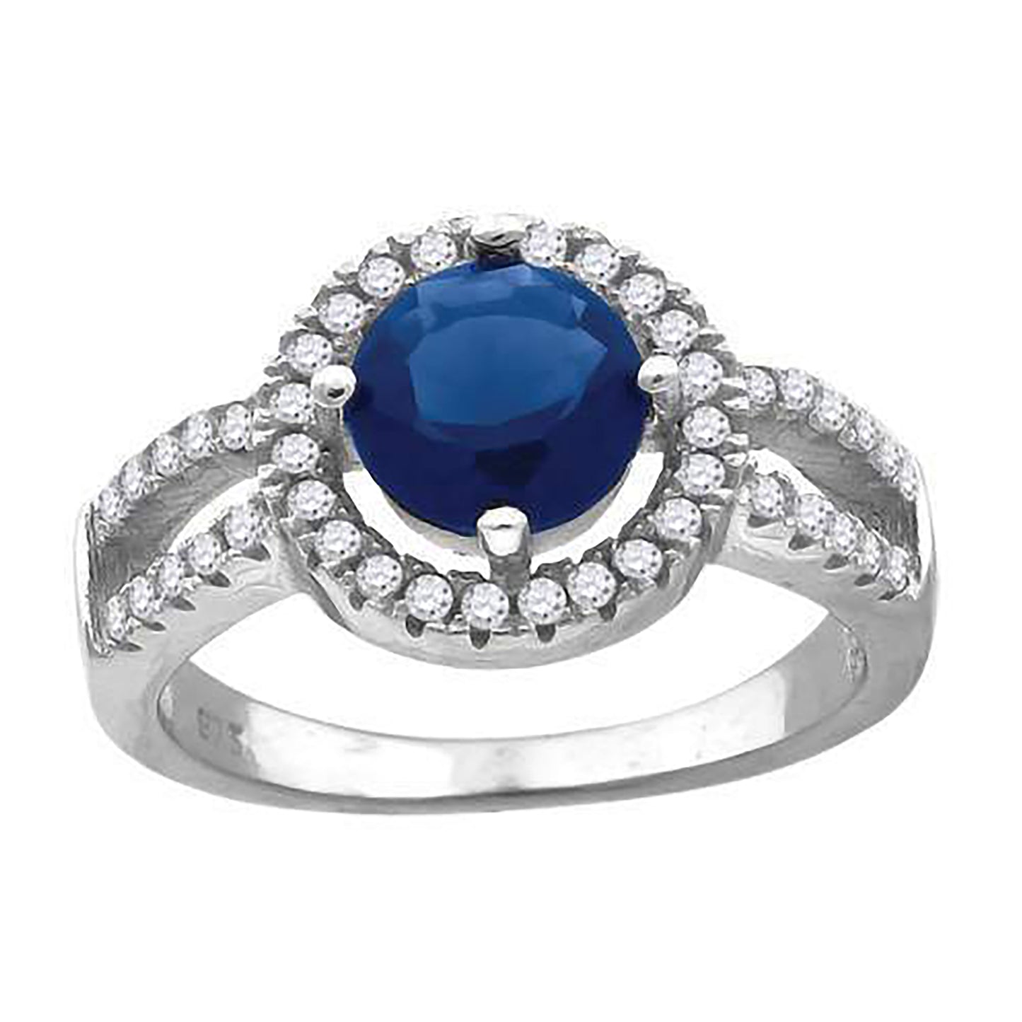 Sterling Silver Women's Royal Blue Cubic Zirconia Fancy Bridal Anniversary Wedding Engagement Band Ring