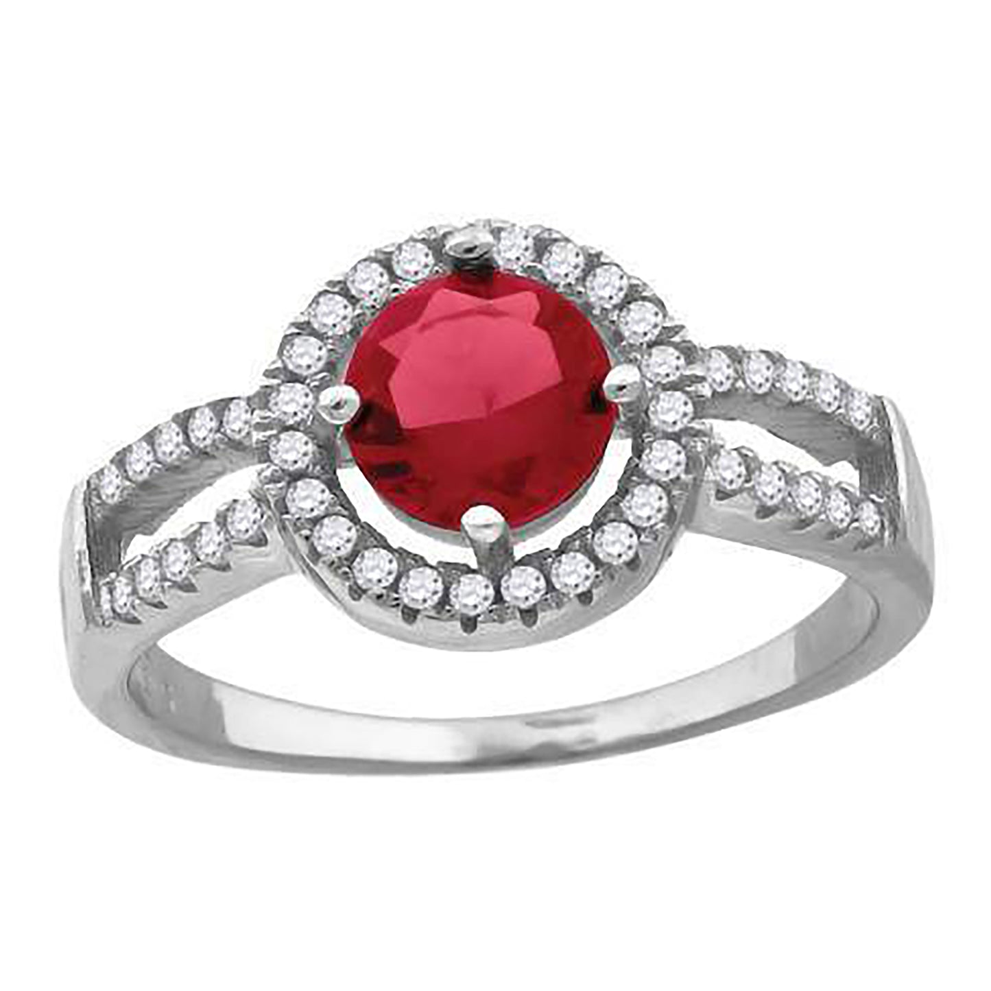 Sterling Silver Women's Red Cubic Zirconia Fancy Bridal Anniversary Wedding Engagement Band Ring