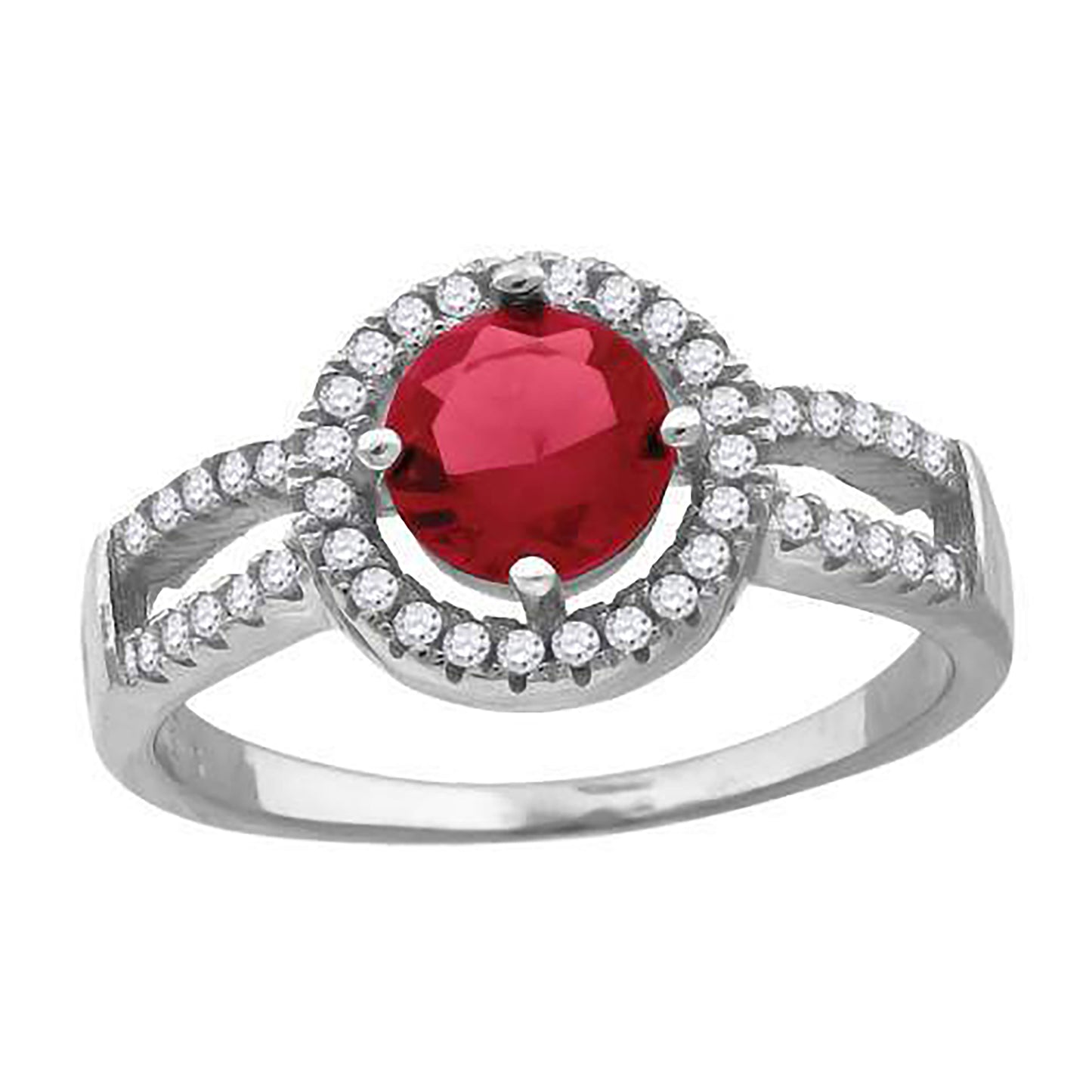 Sterling Silver Women's Red Cubic Zirconia Fancy Bridal Anniversary Wedding Engagement Band Ring