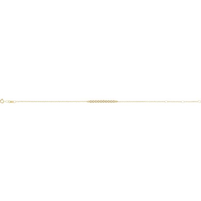 14K Yellow Gold Round 1.5 Mm 25.4 X 2.62 Mm 6 1/2-7 1/2 In I1, G-H Polished 1/8 Ctw Natural Diamond Bar Bracelet