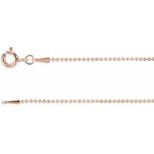14K Yellow Or White Or Rose Gold Or Yellow Gold-Filled 1 Mm Spring Ring Polished Hollow Bead Chain