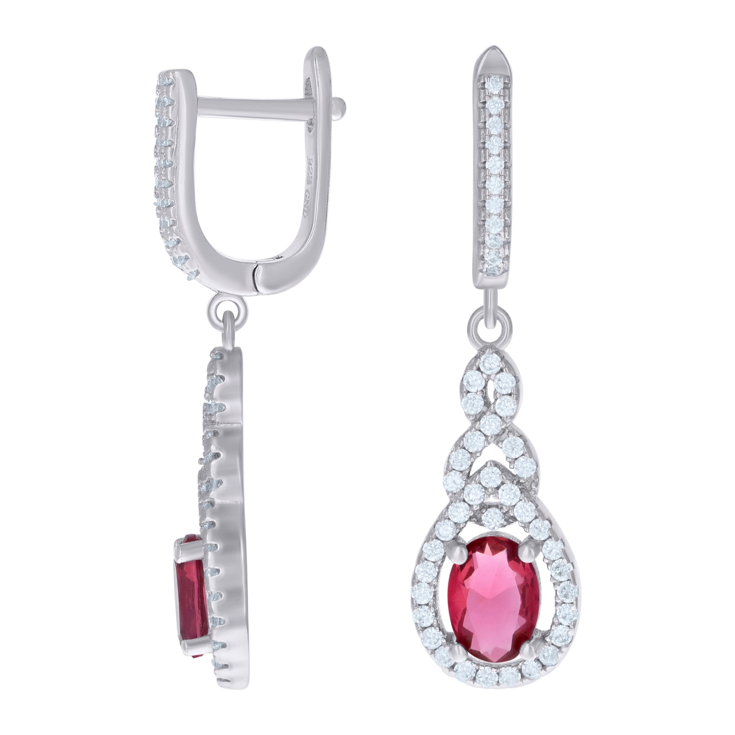 Sterling Silver Womens Cubic Zirconia Tear Drop Dangle Earrings