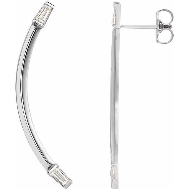 14K White Or Yellow Gold Tapered Baguette 3.5 X 2 X 1.5 Mm Friction Backs Polished 1/4 Ctw Natural Diamond Bar-Set Drop Earrings