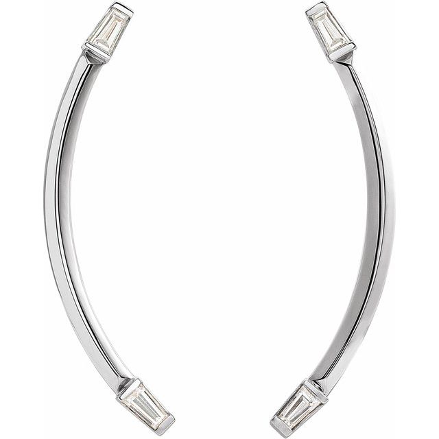 14K White Or Yellow Gold Tapered Baguette 3.5 X 2 X 1.5 Mm Friction Backs Polished 1/4 Ctw Natural Diamond Bar-Set Drop Earrings