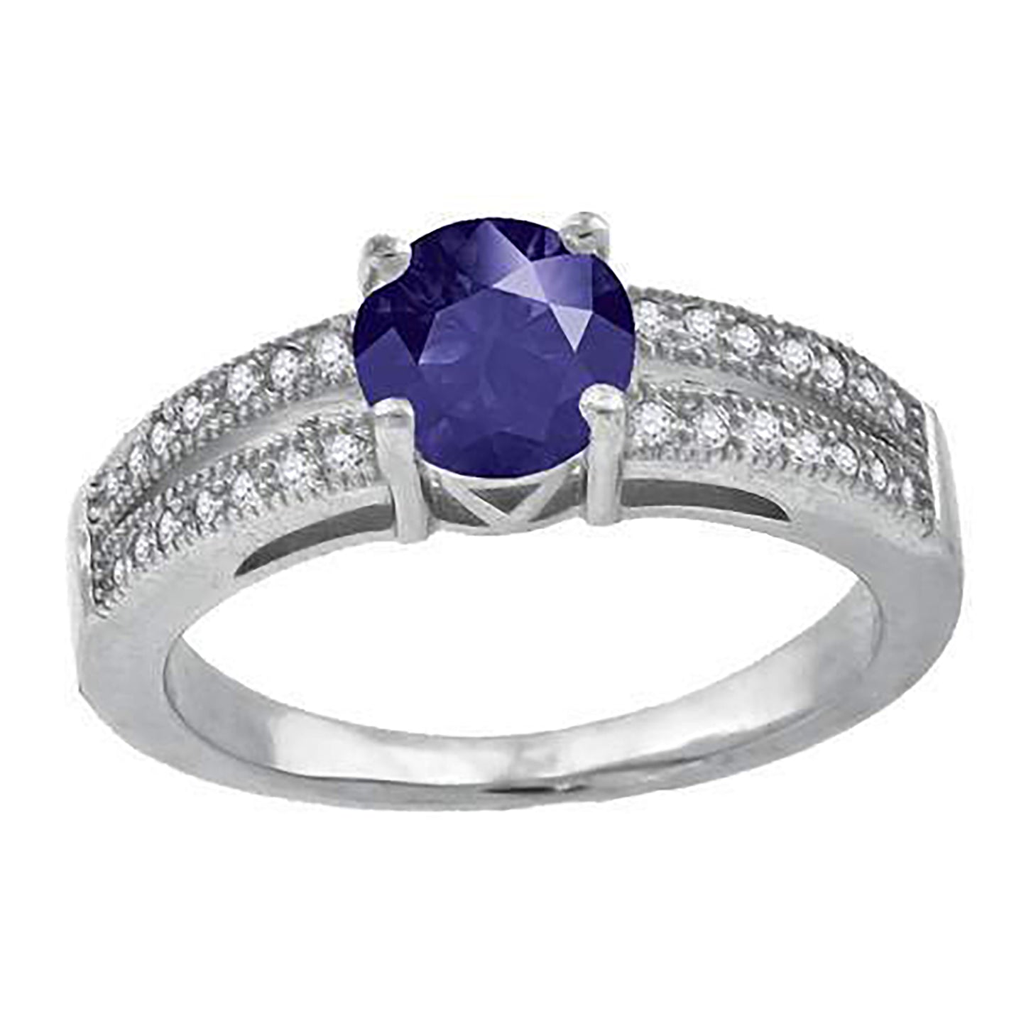 Sterling Silver Womens Royal Blue Cubic Zirconia Fancy Bridal Anniversary Wedding Engagement Band Ring
