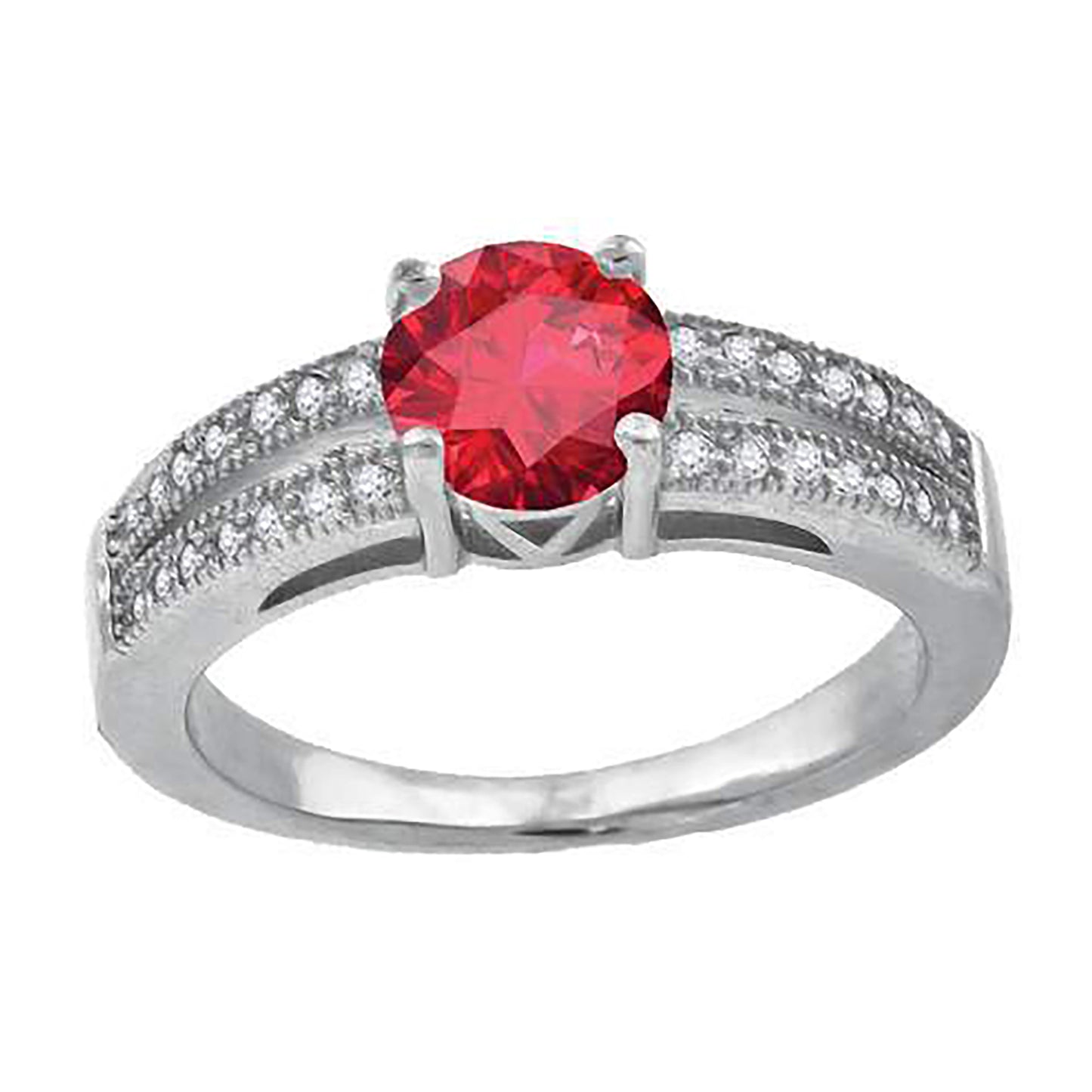 Sterling Silver Womens Red Cubic Zirconia Fancy Bridal Anniversary Wedding Engagement Band Ring