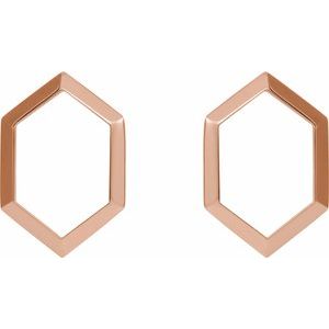14K Rose Gold 21.7 X 14.6 Mm Pair Friction Backs Included Polished Geometric Drop Earrings