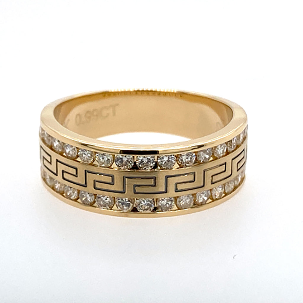 14K Yellow Gold 0.98-1.02 Cttw Diamond Mens Bands Ring