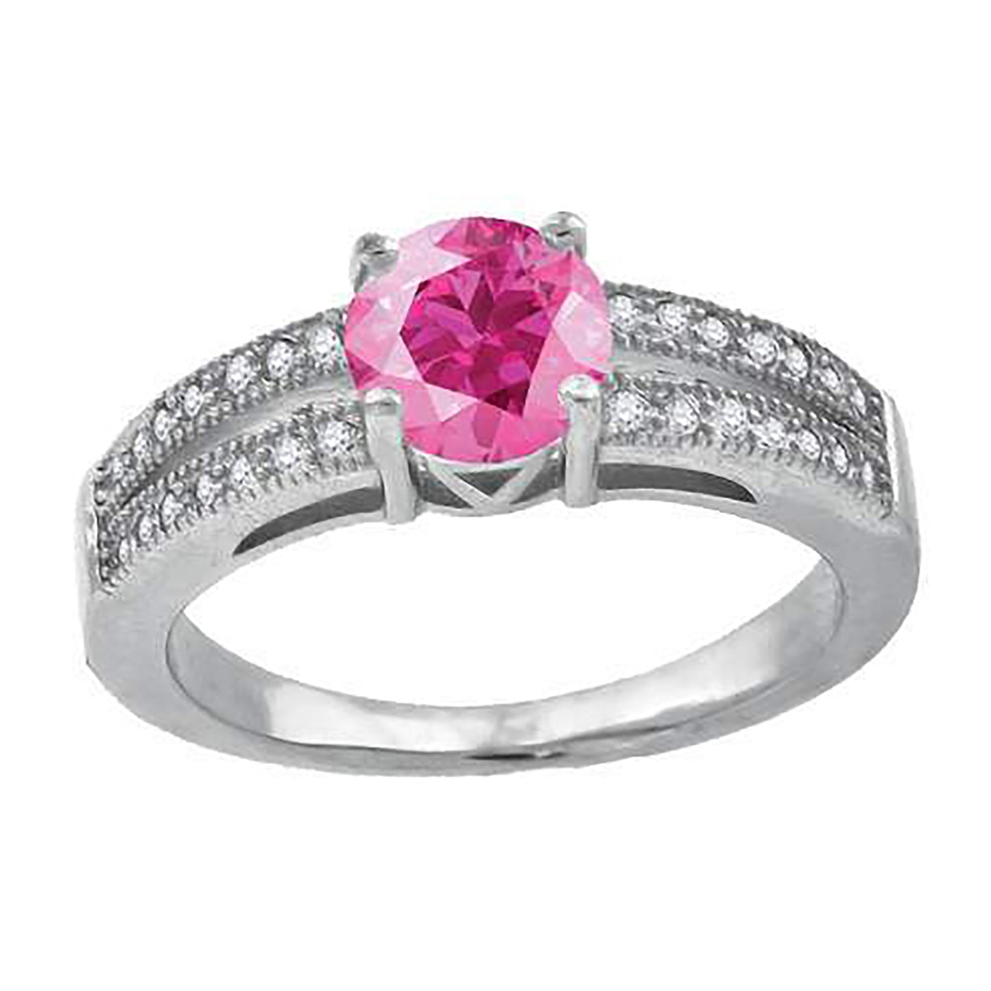 Sterling Silver Womens Pink Cubic Zirconia Fancy Bridal Anniversary Wedding Engagement Band Ring