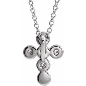 14K White Gold Round 1.8Mm G-H I1 1/6 Ctw Natural Diamond 16-18 In Cross Necklace, Length: 18 In