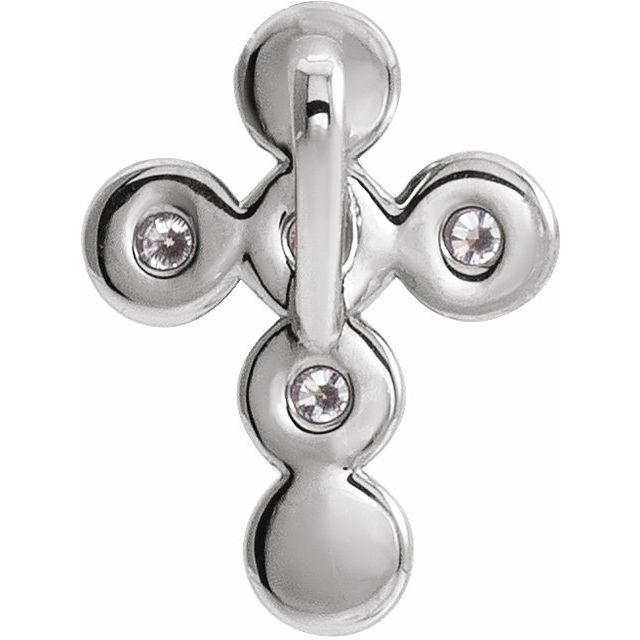 14K White Gold Round 1.8Mm I1, G-H Polished 1/6 Ctw Natural Diamond Cross Pendant
