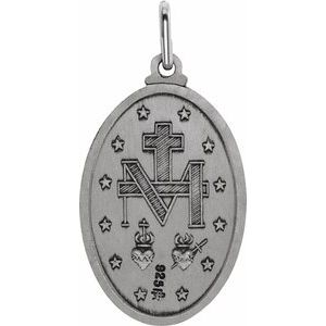Sterling Silver 23 X 16 Mm Polished Miraculous Medal