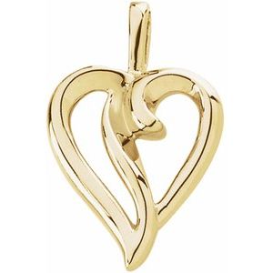 10K Yellow Gold 17.75 Mm Polished Heart Pendant