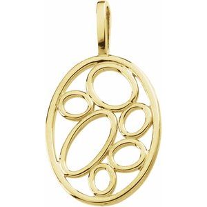 14K Yellow Gold 35.5 X 19.5 Mm Polished Oval Pendant