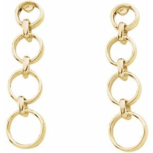 14K Yellow Gold 26 X 7 Mm Each Friction Back Polished Graduated Circle Earring