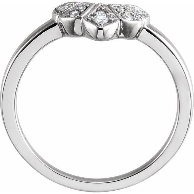 14K White Gold Round Polished .06 Ctw Natural Diamond Contour Band, Size 7