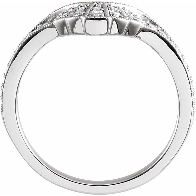 14K White Gold Round Polished 1/5 Ctw Natural Diamond Contour Band, Size 7