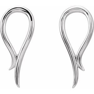 14K White Gold Freeform Earrings