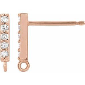 14K Rose Gold Round 1.3 Mm .04 Ctw Natural Diamond Bar Earring Top