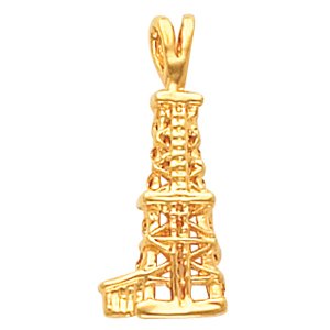 14K Yellow Gold 22 X 10 Mm Polished Oil Derrick Pendant With Open Back