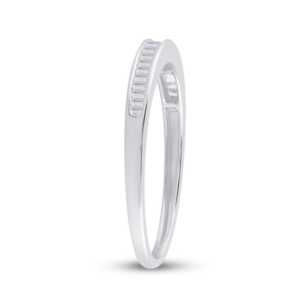 Sterling Silver Womens Baguette Diamond Wedding Anniversary Band Ring 1/6 Cttw, Womens Size: 5-10