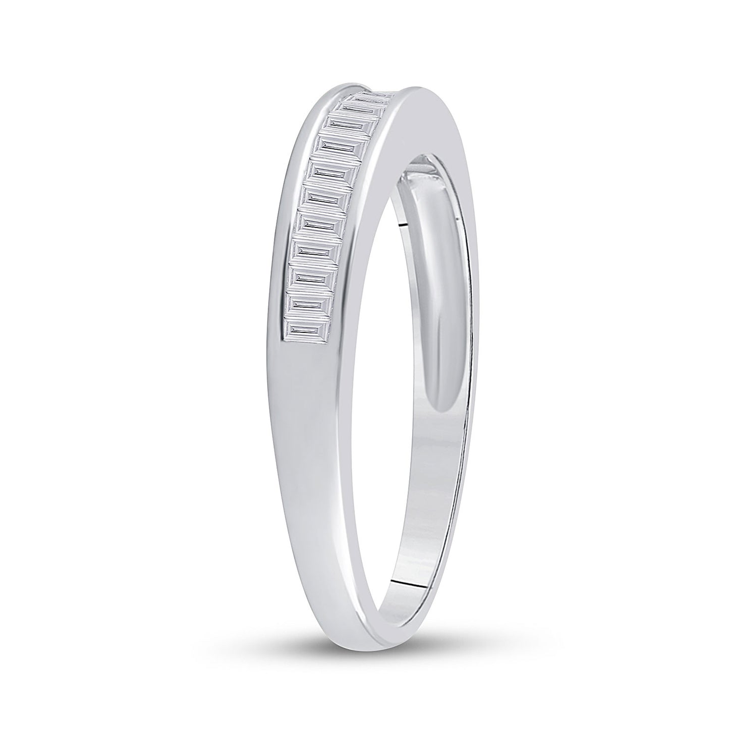 Sterling Silver Womens Baguette Diamond Wedding Band 1/4 Cttw, Womens Size: 5-10