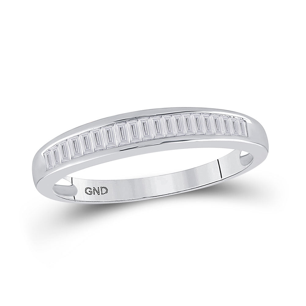 Sterling Silver Womens Baguette Diamond Wedding Band 1/4 Cttw, Womens Size: 5-10
