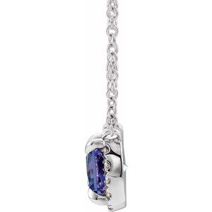 14K White Gold Square 3.5 X 3.5Mm G-H I1 Natural Blue Sapphire And .05 Ctw Natural Diamond Necklace, Length: 18 In