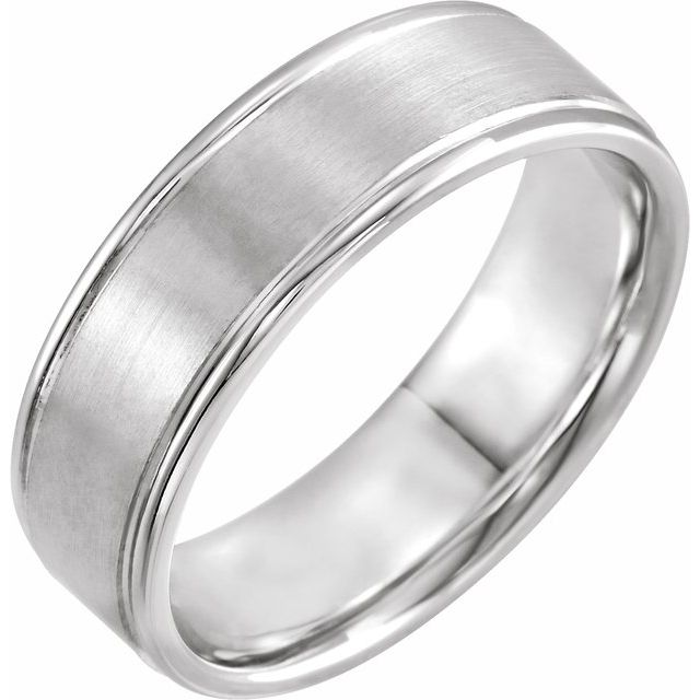 14K Yellow Or White Or Rose Gold Polished Grooved Comfort-Fit Flat Band With Satin Finish