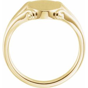 14K Yellow Gold Oval 13.23 X 8.66 Mm Brush Polished Signet Ring Size 7
