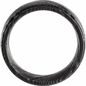 Damascus Steel Flat Black Patterned Band
