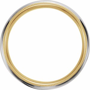 14K Yellow/White/Yellow Gold 5 Mm Polished Comfort-Fit Band With Milgrain Size 11.5