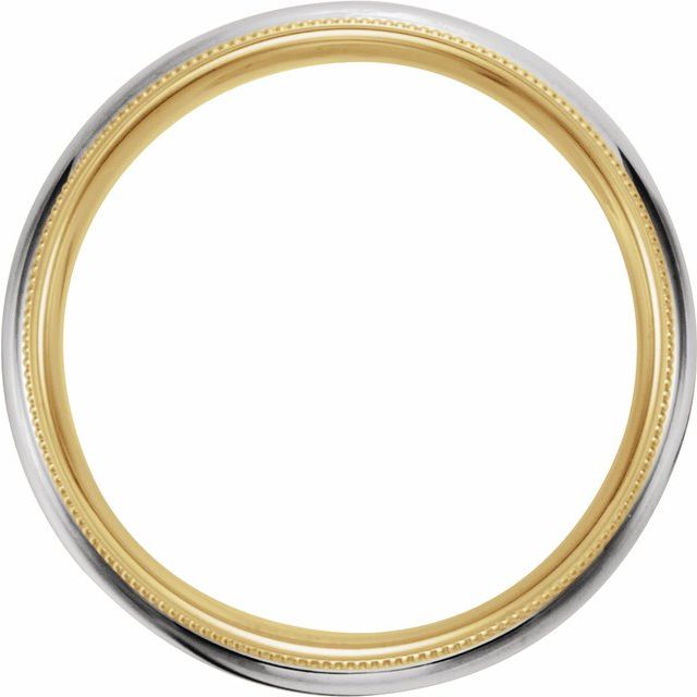 14K Yellow/White/Yellow Gold 6 Mm Polished Milgrain Grooved Comfort-Fit Band, Size 8