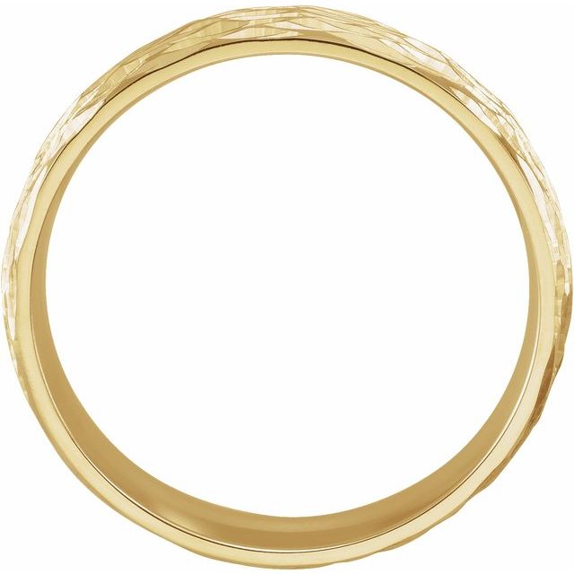 18K Yellow Gold Polished Bark-Style Comfort-Fit Band With Bead Blast Finish