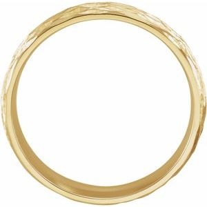 10K Yellow Gold 6 Mm Polished Tree Bark Patterned Comfort-Fit Band Size 6