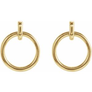 14K Yellow Gold Circle Dangle Earrings