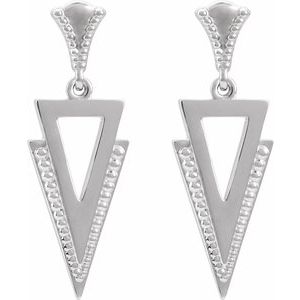 Sterling Silver 23.4 X 7.8 Mm Pair Friction Backs Included Polished Geometric Dangle Earrings