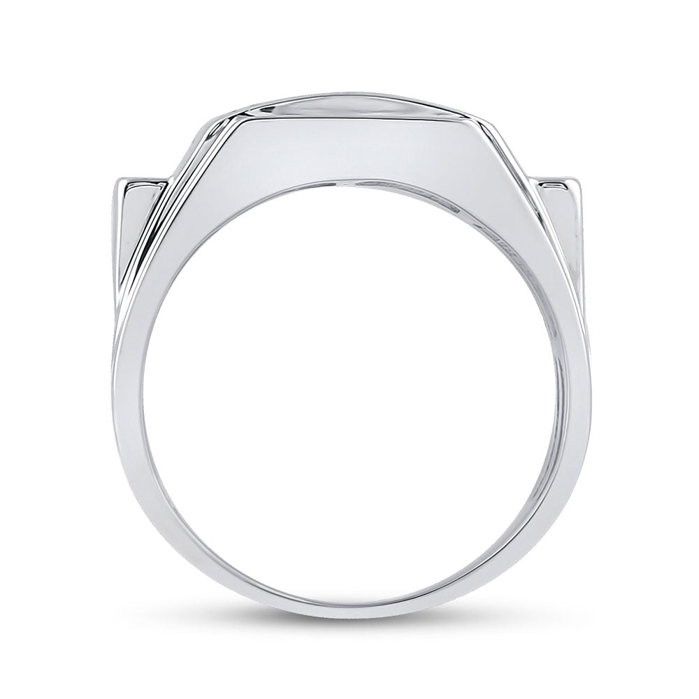 Sterling Silver Mens Round Diamond Rectangle Cluster Ring 1/4 Cttw, Mens Size: 7-13