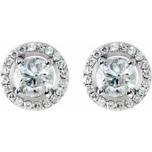 14K White Gold Round 6.5 Mm 2 1/3 Ctw Lab-Grown Diamond Halo-Style Earrings
