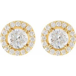 14K Yellow Gold Round 5.5 Mm 1 1/2 Ctw Lab-Grown Diamond Halo-Style Earrings