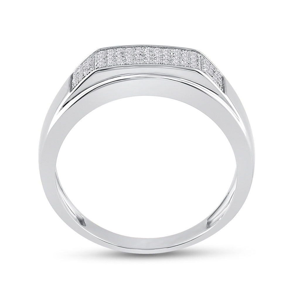 Sterling Silver Mens Round Diamond Wedding Band Ring 1/5 Cttw, Mens Size: 7-13